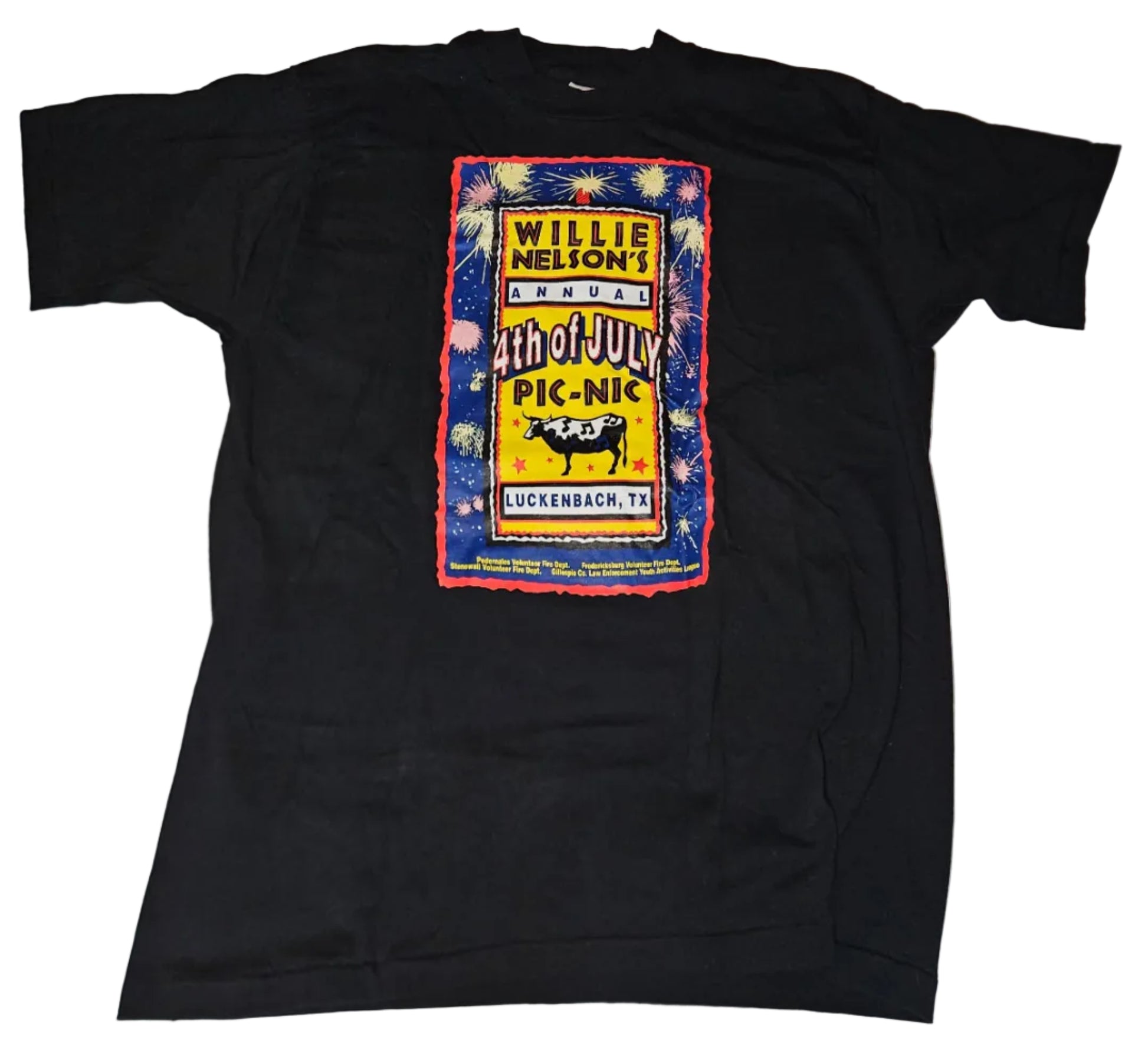 Willie Nelson 4th of July Pic-Nic 1996 crew tee front
