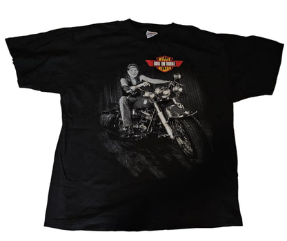 Willie Nelson Born for Trouble tee front — Willie on Harley