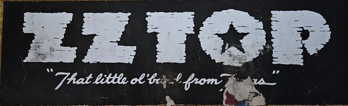 ZZ Top 'That Little Ol' Band from Texas' Original Sticker — Johnny 'JW' Roberts Collection