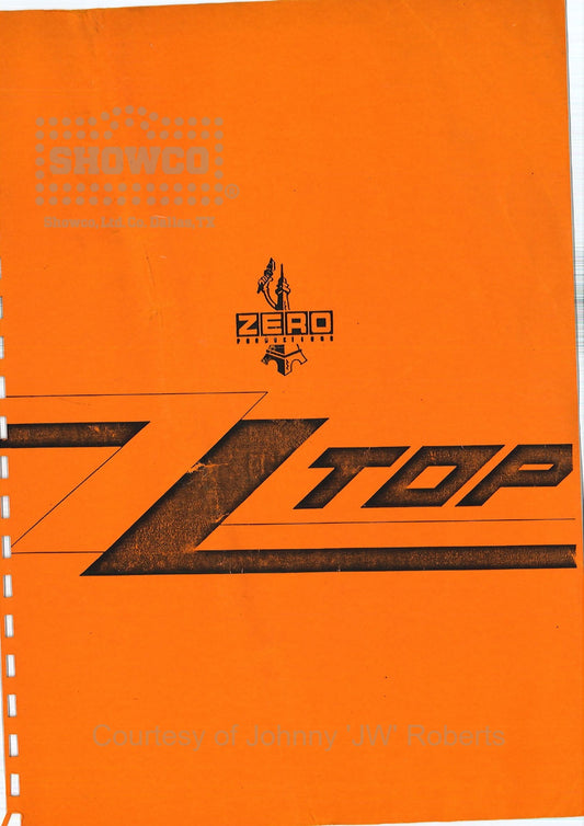 ZZ Top France September/October 1986 — Original Complete Tour Itinerary Booklet (JW Roberts Collection)
