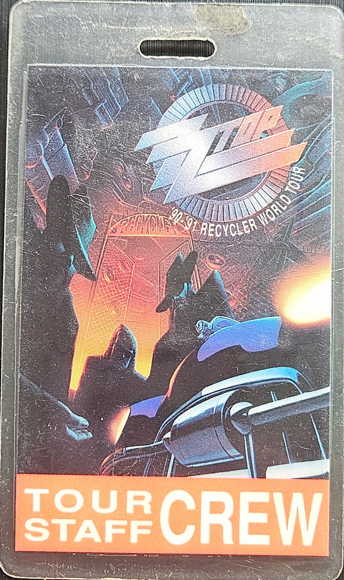 ZZ Top — '90-'91 Recycler World Tour Tour Staff Crew Photo ID Laminate | Johnny "JW" Roberts Closet