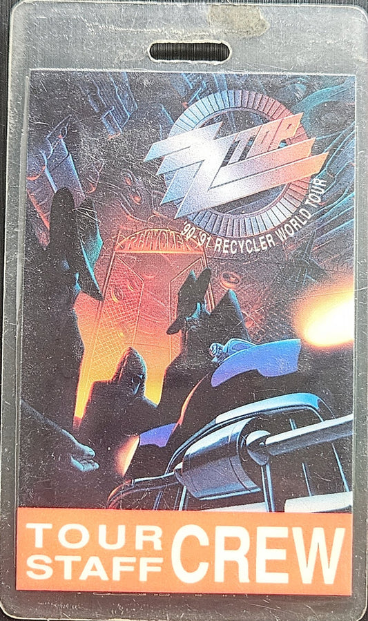 ZZ Top — '90-'91 Recycler World Tour Tour Staff Crew Photo ID Laminate | Johnny "JW" Roberts Closet
