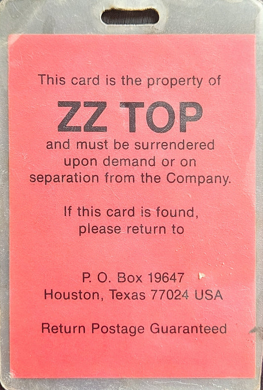 ZZ Top – Photo ID Tour Laminate | Johnny "JW" Roberts Closet