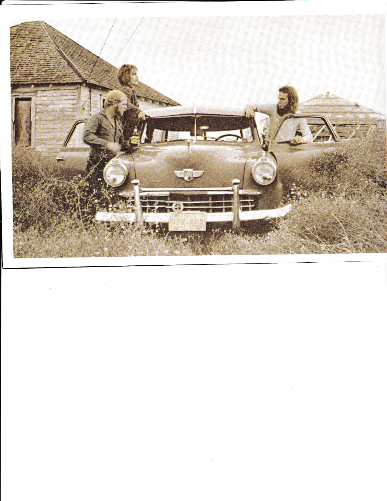 ZZ Top Texas Tour 1975 Program — Crew with vintage car in Texas field