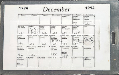 ZZ Top – Antenna World Tour 1994 Setlist & December Tour Calendar Laminate | Johnny "JW" Roberts Closet