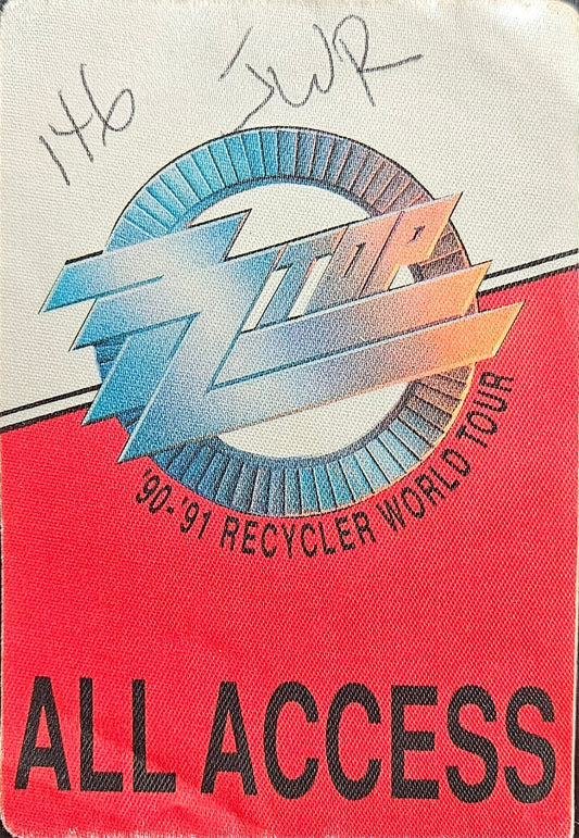 ZZ Top — '90-'91 Recycler World Tour All Access Sticky Pass #46 | Johnny "JW" Roberts Closet