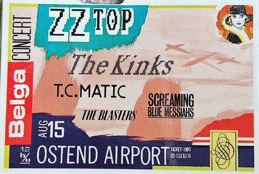 ZZ Top The Kinks T.C. Matic The Blasters Screaming Blue Messiahs Ostend Airport Concert Pass