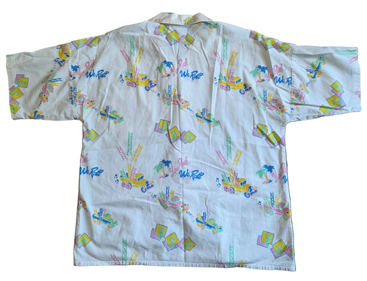 EST Edwin Shirley Trucking Paul McCartney 1989 tour button-up shirt - front with EST pocket logo