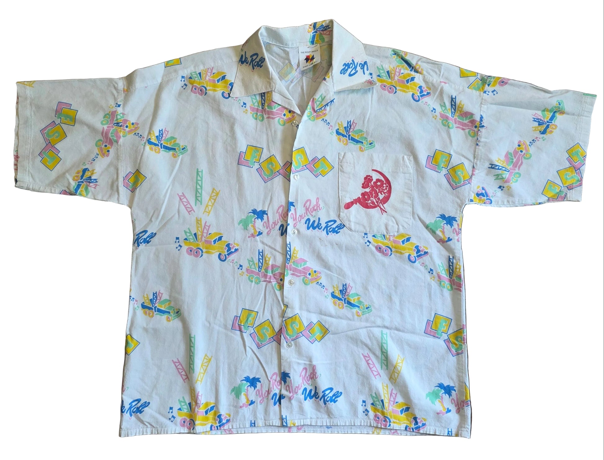 EST Edwin Shirley Trucking Paul McCartney 1989 tour button-up shirt - back with all-over We Roll print