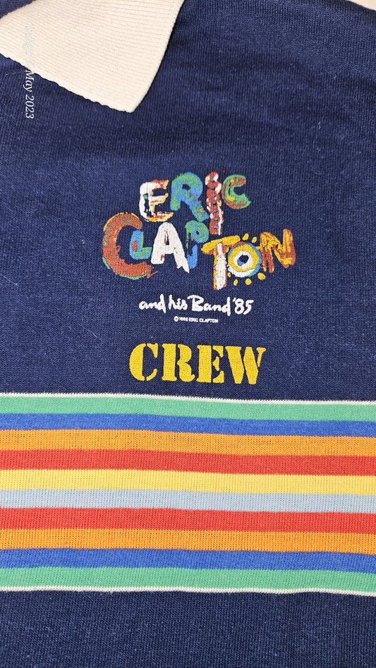 Eric Clapton & His Band 1985 Rainbow Crew Polo — graphic detail